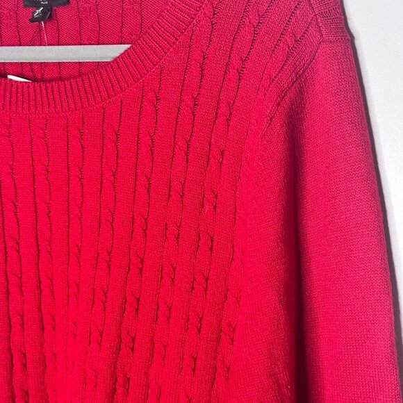 NWOT Talbots Plus Red Cable Knit Sweater Womens 3X Office Holiday Classic Cozy - Picture 5 of 8